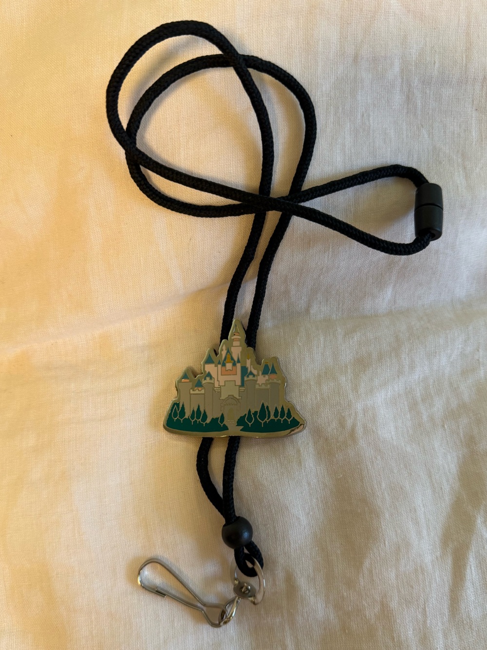 RARE Disney DLR Sleeping Beauty Castle 50th Golden Ears Card Holder ID Lanyard